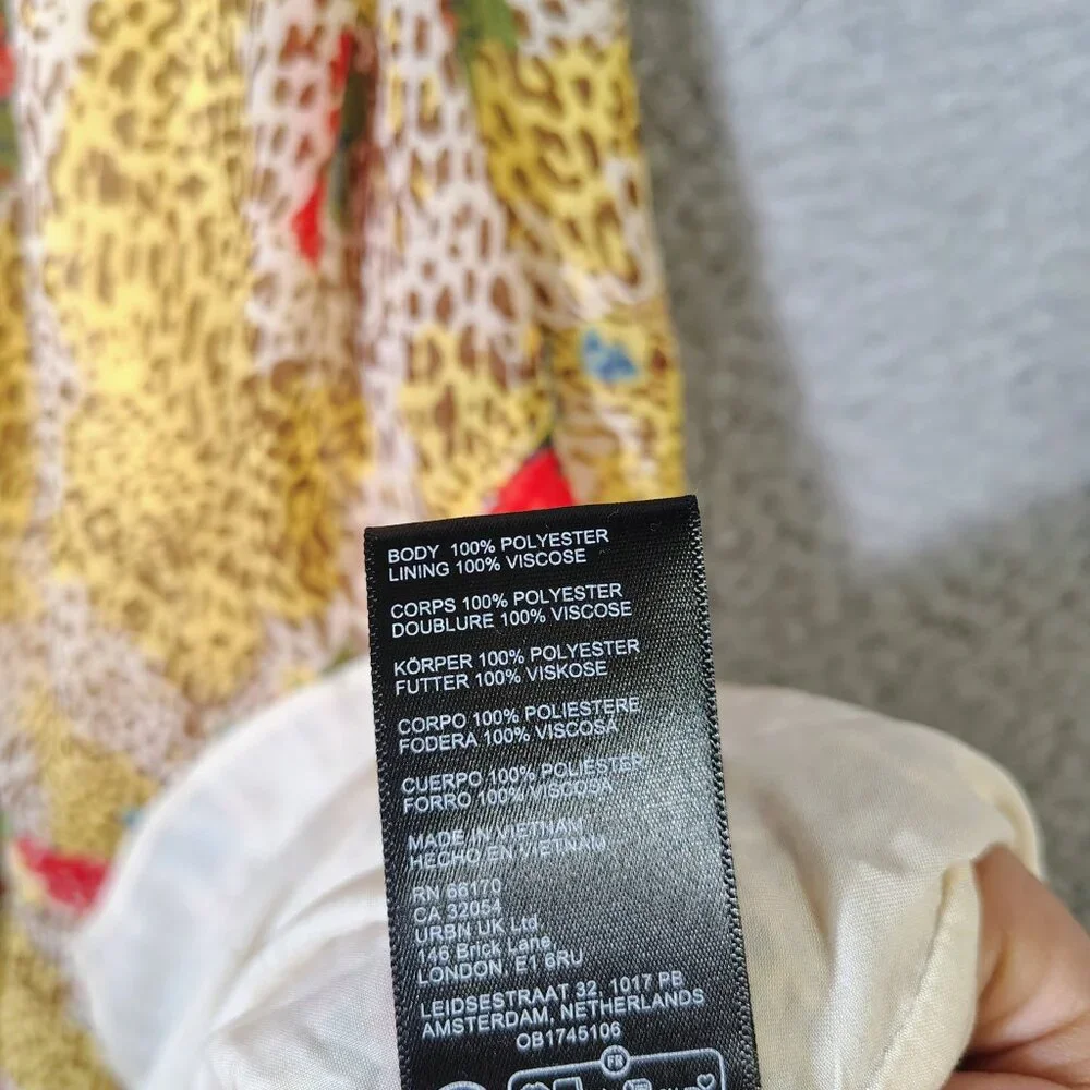 Urban Outfitters Maxi Dress Womens Small Yellow Multi Floral & Leopard Print NWT - Picture 9 of 14